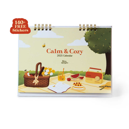 Calm and Cozy Desk Calendar 2025